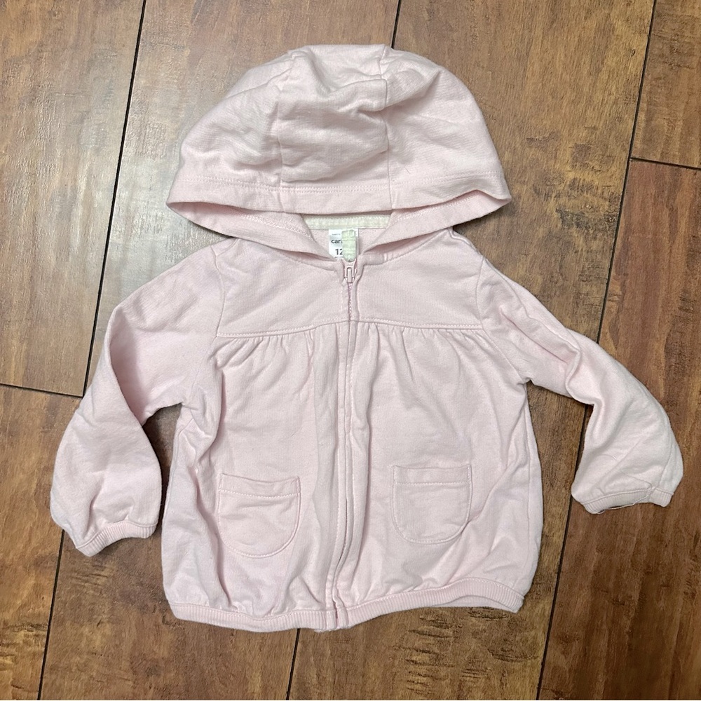 Light pink zip up hoodie 12 months